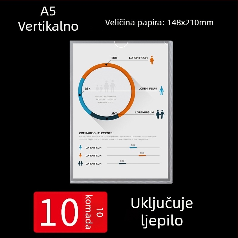 A4 zidni okvir za prikaz s prozirnim džepovima za kartice i prostorom za umetanje dokumenata