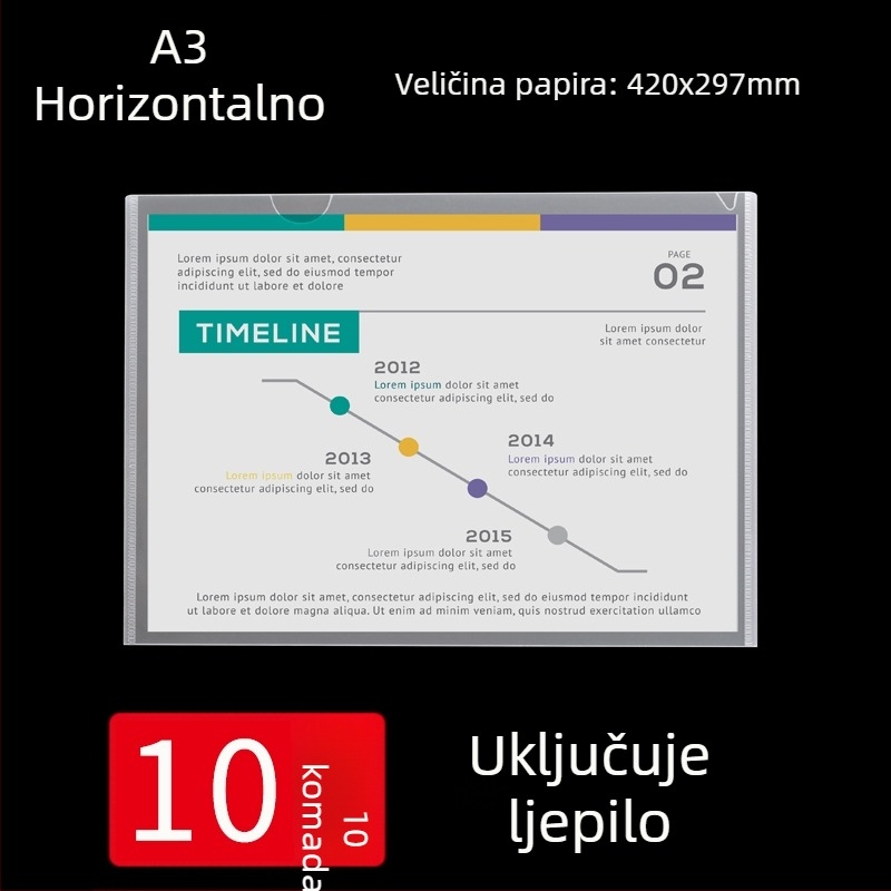 A4 zidni okvir za prikaz s prozirnim džepovima za kartice i prostorom za umetanje dokumenata