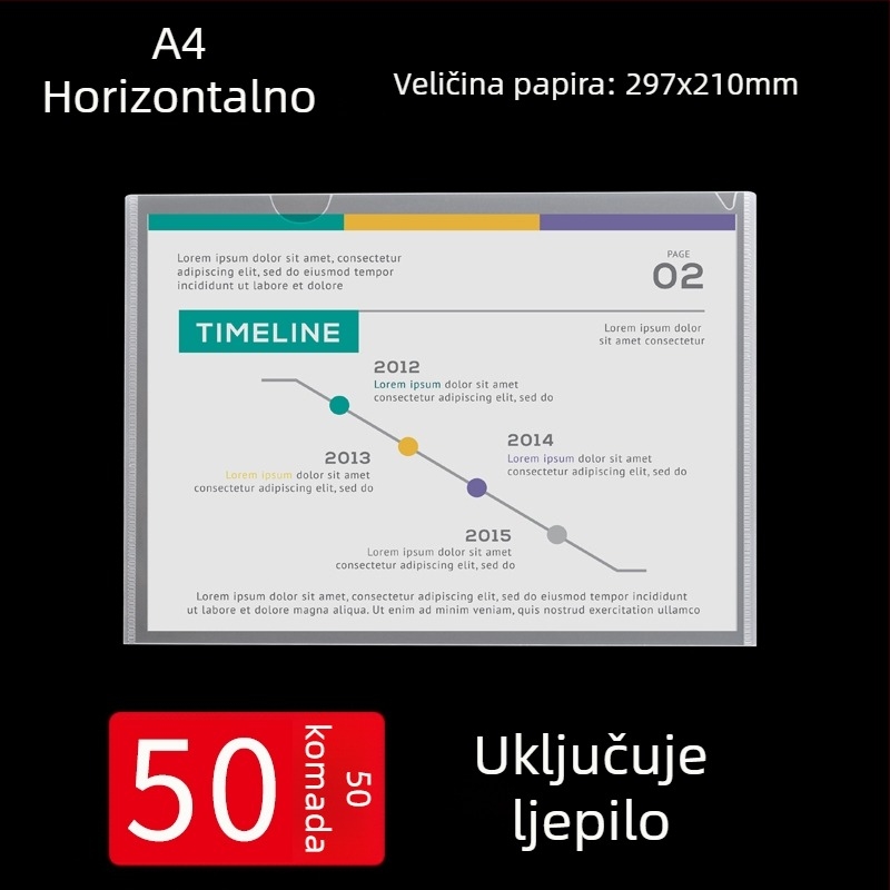 A4 zidni okvir za prikaz s prozirnim džepovima za kartice i prostorom za umetanje dokumenata