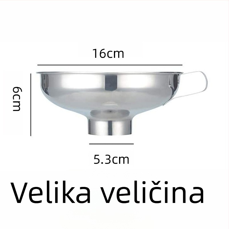 Lijevak od nehrđajućeg čelika s širokim otvorom, velikim promjerom, ojačani dizajn, za džemove, umake, ulja i tekućine, višefunkcijski kuhinjski lijevak