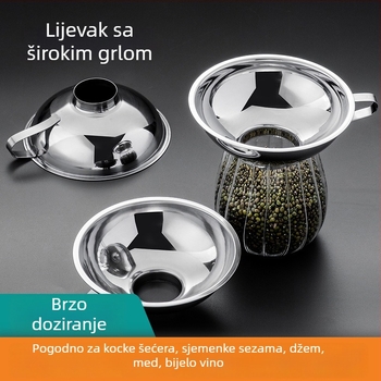 Lijevak od nehrđajućeg čelika 304, širokog otvora, veliki promjer, prehrambene kvalitete za kućnu upotrebu, višenamjenski alat za punjenje ulja, umaka i džema