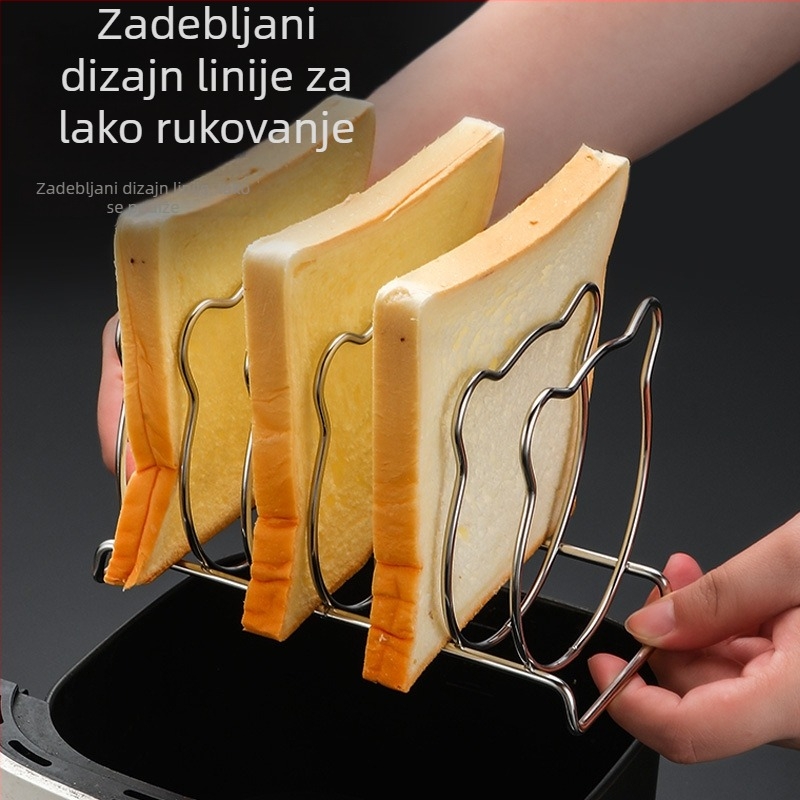 Nehrđajući čelični stalak za tost u obliku medvjeda za kućnu kuhinju, dodatak za fritezu na zrak, nesimetrični stalak za kruh