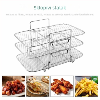 Trostruki odvojivi stalak za kuhanje na zrak, rešetka za paru, nehrđajući čelik 304