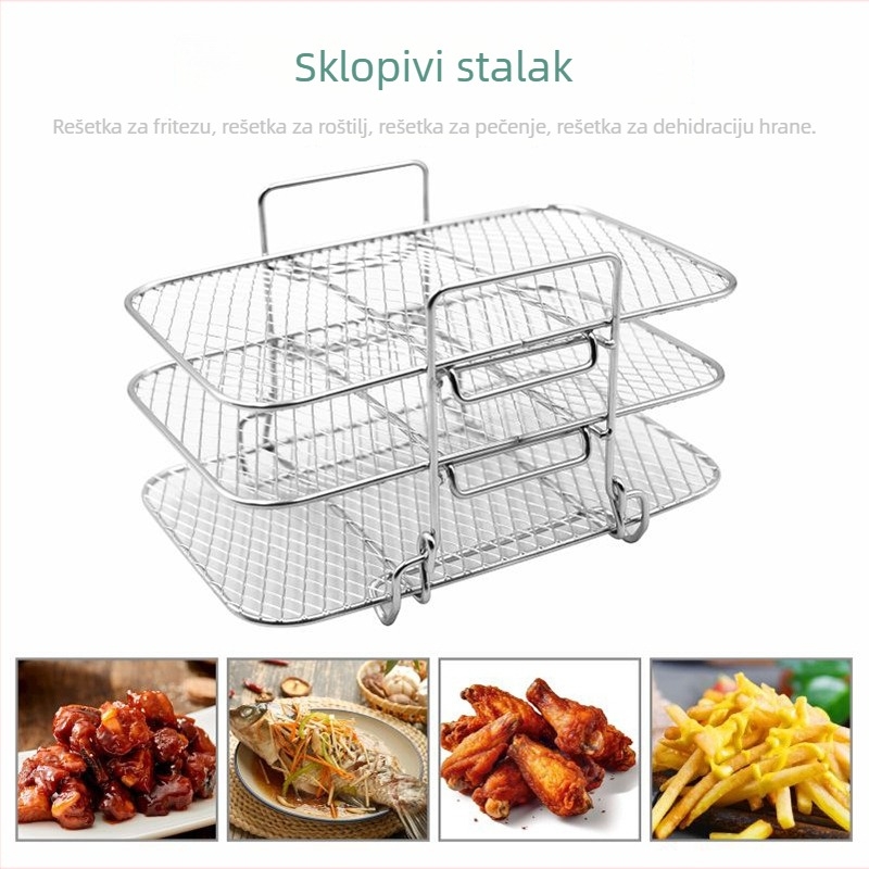Trostruki odvojivi stalak za kuhanje na zrak, rešetka za paru, nehrđajući čelik 304