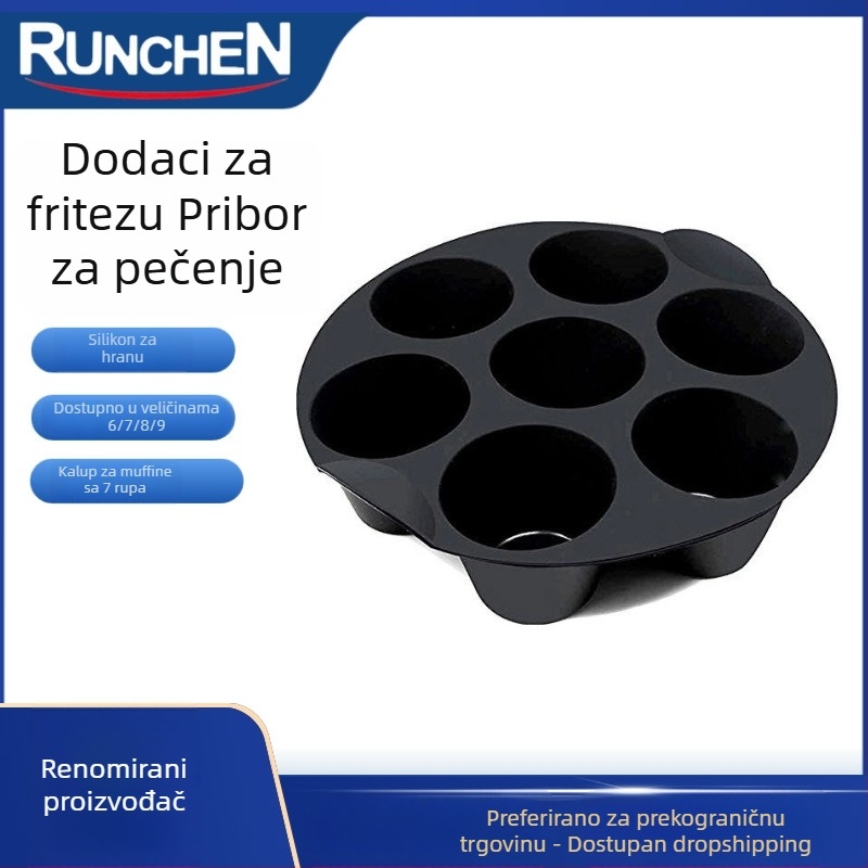 Set od 7 silikonskih kalupa za muffine za air fryer, kompatibilan s modelima 3,5–5,8 L