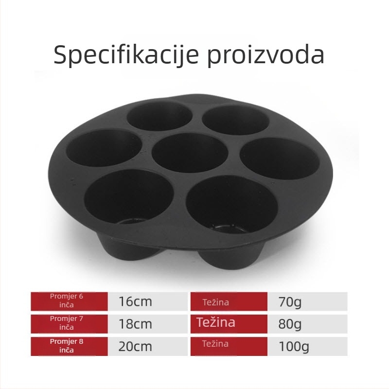 Set od 7 silikonskih kalupa za muffine za air fryer, kompatibilan s modelima 3,5–5,8 L