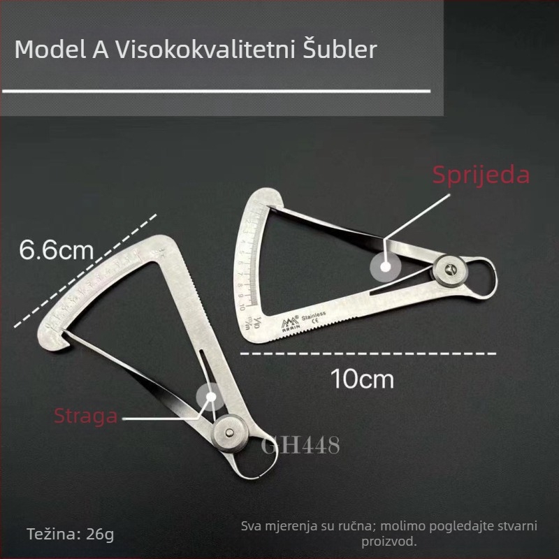 Brilliant Nehrđajući čelik Unutarnji kalibar, dijelnik i kompasa, mjerni alat, precizan unutarnji promjer 0–10 mm, trokutasti mjerač debljine