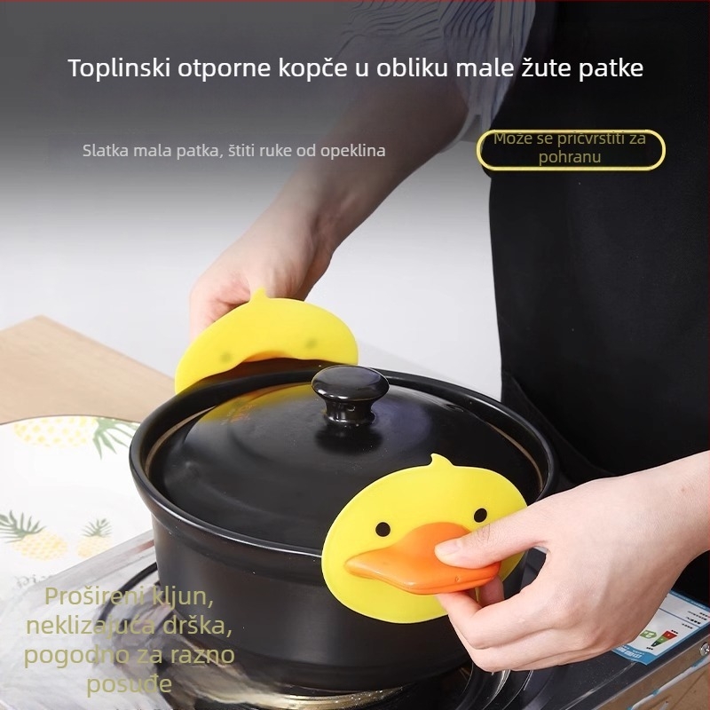Žute silikonske rukavice otporne na toplinu, debele, s protukliznim držačem, kuhinja, klip za posudu u mikrovalnoj