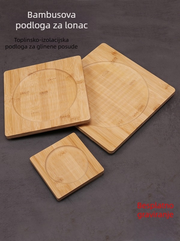 Bambusova izolacijska podloga za glinene lonce i štednjake na ugljen, pogodna za čajnu ploču; otporna na visoke temperature, zaštita od opeklina.
