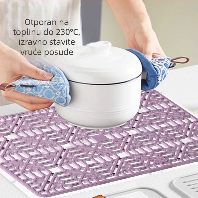 Kvadratna silikonska izolacijska podloga za mikrovalnu, zaštita od opeklina, vanjska kuhinja, odvodna podloga te podloga za posuđe i parenje