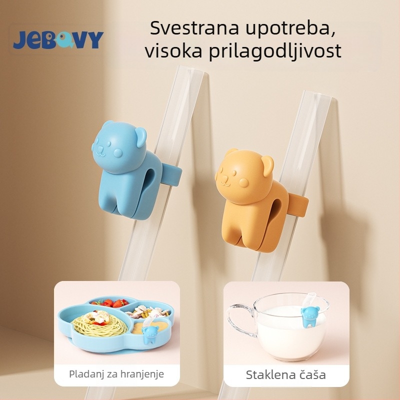 Produžena dječja silikonska slamka s kopčom – za kašu