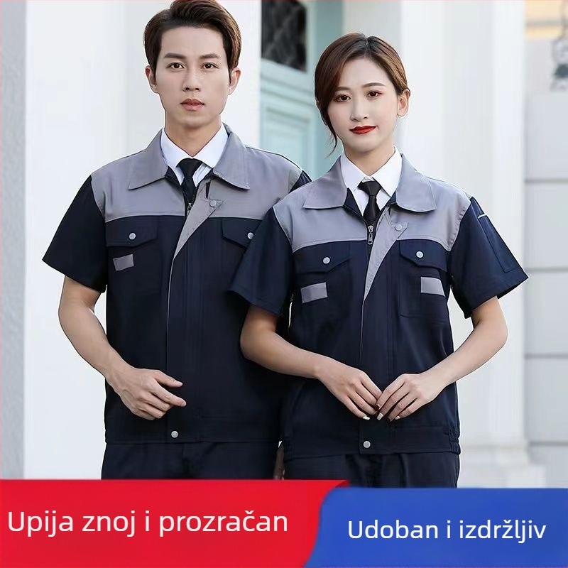 Muška ljetna radna odjeća s kratkim rukavima – otporno zaštitno odijelo za tvornicu, radionu i servis automobila