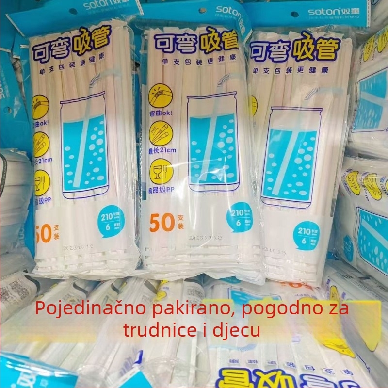 Jednokratne savitljive plastične slamke, pojedinačno pakirane, za bebe i majke