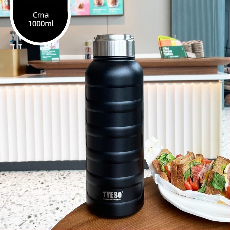 Minimalistički termos od nehrđajućeg čelika, kapaciteta 1000 ml, prenosni, unisex dizajn
