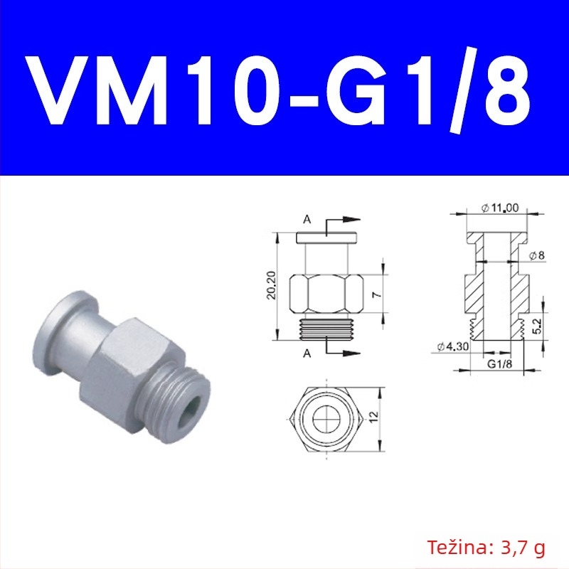 CRG vakuumski spojnik s pagodnim dizajnom, baza mlaznice s ravnim umetom VM-G1/8 navoj, dodatak za robotski manipulator