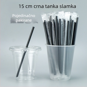 15 cm jednokratna slamka, individualno zapakirana za kavu, mlijeko-čaj, sojino mlijeko i topli napitci — tanka, komercijalna upotreba