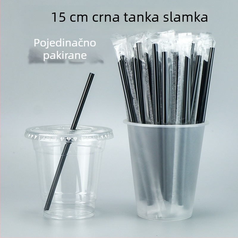 15 cm jednokratna slamka, individualno zapakirana za kavu, mlijeko-čaj, sojino mlijeko i topli napitci — tanka, komercijalna upotreba