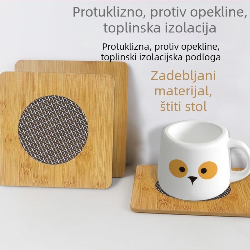 Bambusova mrežasta toplinska podloga za kućnu upotrebu, tiskana podloga za jelo, podloga za šerpe i zdjele, zaštita stola od opeklina