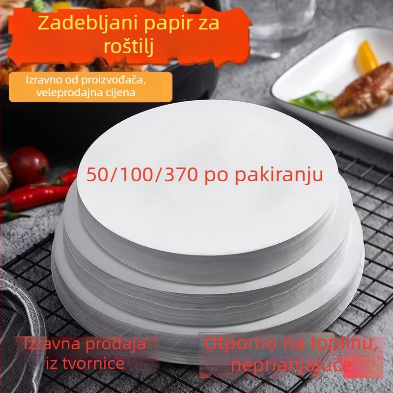 Kružni papir za roštilj, upija ulje, za pećnicu i uređaj s zračnim kuhanjem, neprianjajući, otporan na visoke temperature