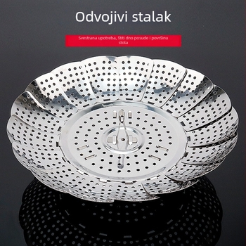 Nerđajući čelični sklopivi i proširivi parni stalak s zakrivljenim rubovima, višenamjenski parni stalak i posuda za voće