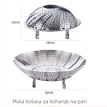 Nerđajući čelični sklopivi i proširivi parni stalak s zakrivljenim rubovima, višenamjenski parni stalak i posuda za voće
