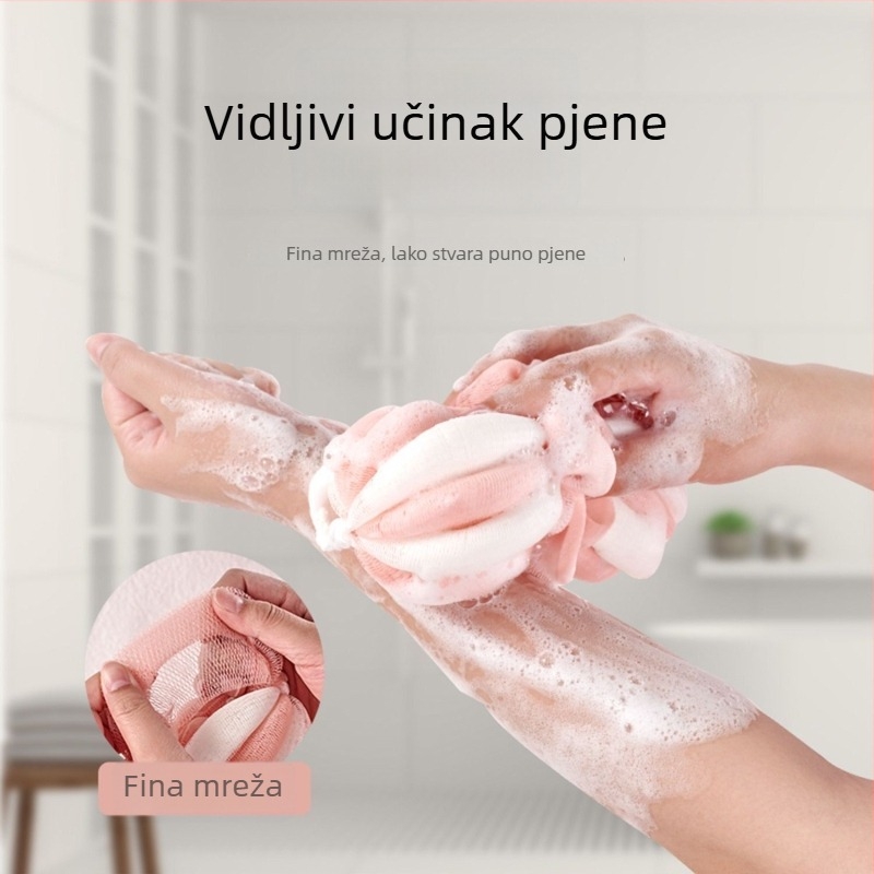 Proširiva kugla za kupanje, velika exfolirajuća spužva za tuširanje, izdržljiva, bogata pjena, stilna