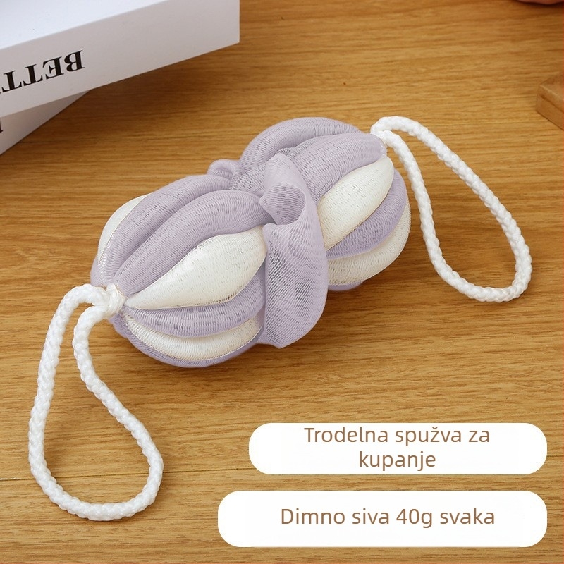 Proširiva kugla za kupanje, velika exfolirajuća spužva za tuširanje, izdržljiva, bogata pjena, stilna