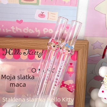Set staklenih čaša Hello Kitty: čaša za šampanjac, visoka čaša i čaša za crno vino s dizajnom crtića