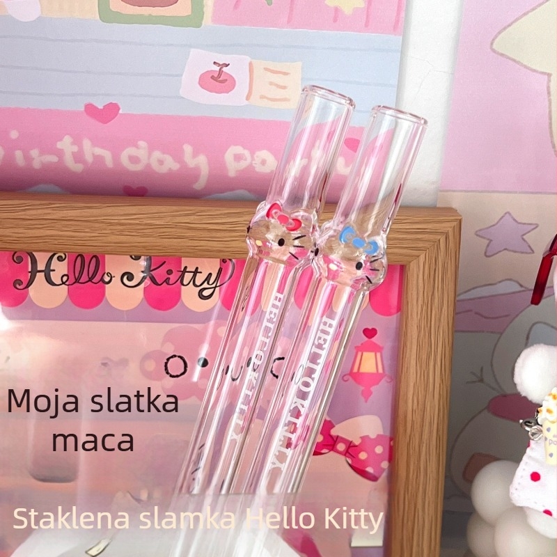 Set staklenih čaša Hello Kitty: čaša za šampanjac, visoka čaša i čaša za crno vino s dizajnom crtića