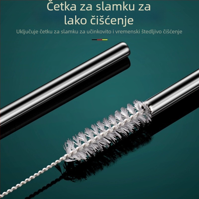 Set slamki od 304 nehrđajućeg čelika, prehrambene kvalitete, ekološki, višekratna upotreba, prijenosno za čaj s mlijekom i kavom, kućna upotreba