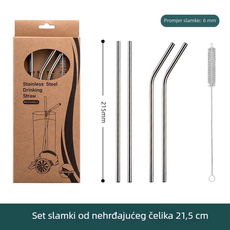 Set slamki od 304 nehrđajućeg čelika, prehrambene kvalitete, ekološki, višekratna upotreba, prijenosno za čaj s mlijekom i kavom, kućna upotreba