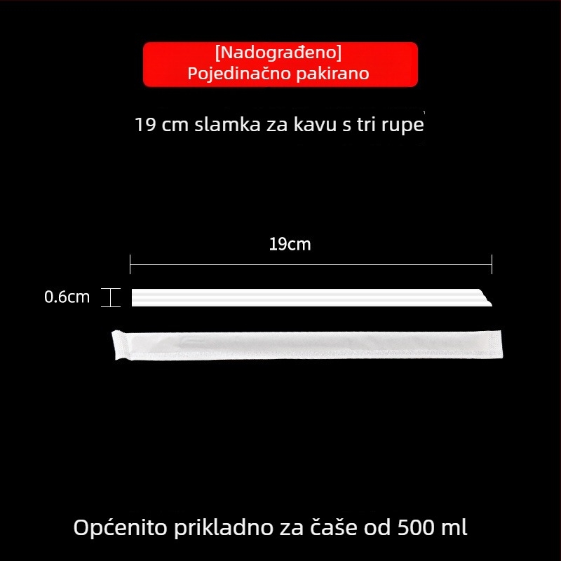 Jednokratna slamka s tri otvora i oštrim vrhom za kavu, čaj s mlijekom, vruće i hladne napitke, individualno pakirana, prehrambena klasa, štapić za miješanje soka