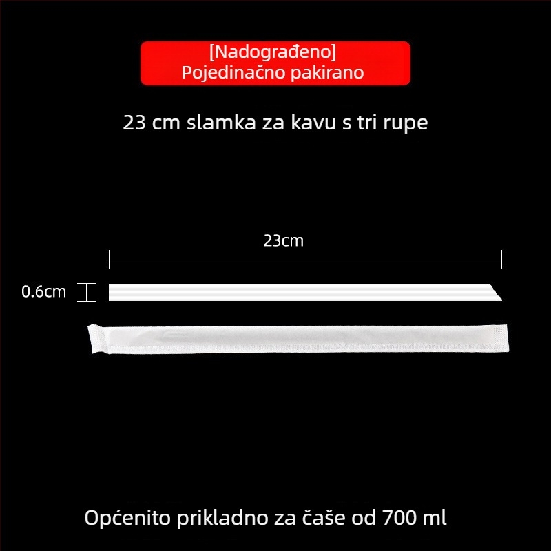 Jednokratna slamka s tri otvora i oštrim vrhom za kavu, čaj s mlijekom, vruće i hladne napitke, individualno pakirana, prehrambena klasa, štapić za miješanje soka