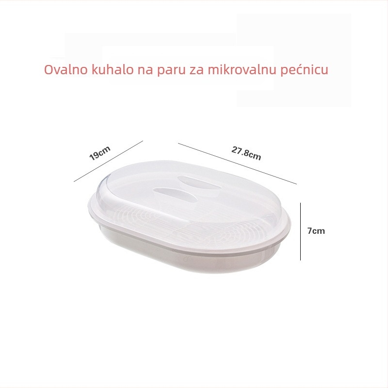 Parni lonac za mikrovalnu s poklopcem, plastična kutija za paru i tanjur – prehrambeni PP