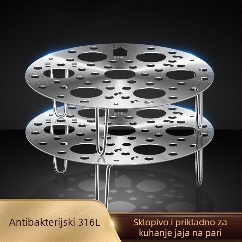 Nova univerzalna parna rešetka od nehrđajućeg čelika za kućnu upotrebu, debela, višenamjenska, okrugla, sklopiva s visokim nogama