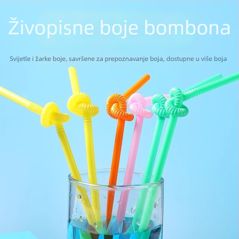 Jednokratne savitljive slamke za čaj s mlijekom i sokove, šarene plastične slamke, 100 komada