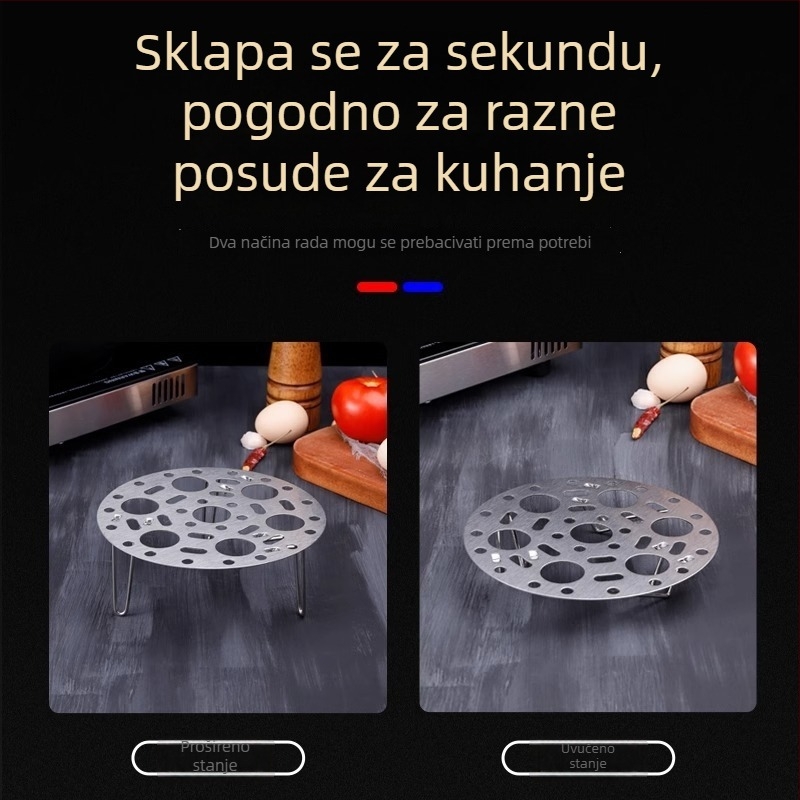 Sklopiva rešetka za paru od nehrđajućeg čelika za kućnu upotrebu, kružna rešetka za paru, podignuta ploča za paru, mala posuda za paru i držač za jaja