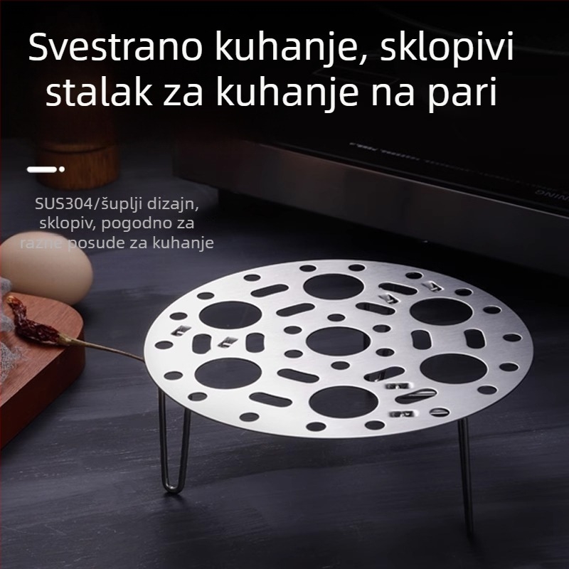 Sklopiva rešetka za paru od nehrđajućeg čelika za kućnu upotrebu, kružna rešetka za paru, podignuta ploča za paru, mala posuda za paru i držač za jaja