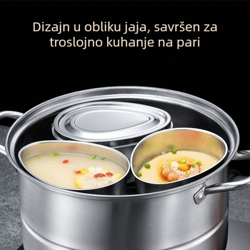 Posuda za kuhanje na paru za jaja s kapkovitim oblikom i poklopcem, od nehrđajućeg čelika, za kuhanje riže