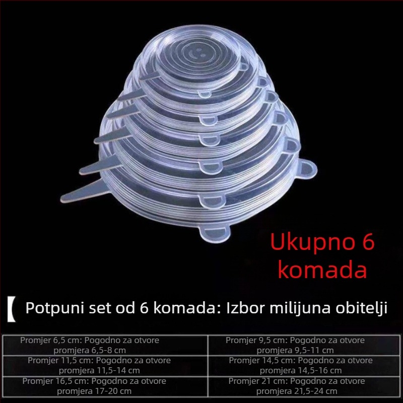 Set od 12 silikonskih poklopaca za zdjele, univerzalni brtveni poklopci za pohranu hrane