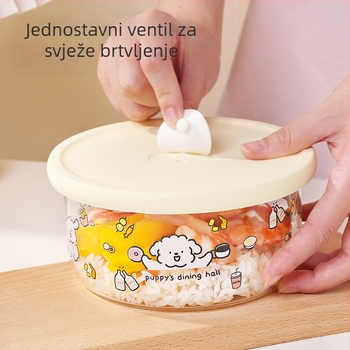 Staklena kutija za ručak s poklopcem, mikrovalna sigurna, okruglog oblika, za uredske obroke i čuvanje voća