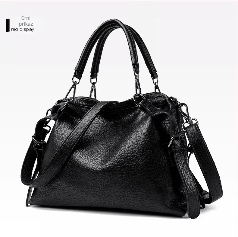 Ženska Boston torba s lychee uzorkom, velika kapaciteta, ramenska i crossbody varijanta, euro-američki stil