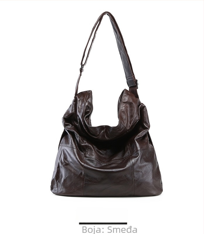 Ženska torbica od meke kože, velika zapremina, torba preko ramena ili crossbody, minimalistički ležerni stil