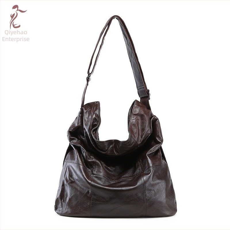 Ženska torbica od meke kože, velika zapremina, torba preko ramena ili crossbody, minimalistički ležerni stil