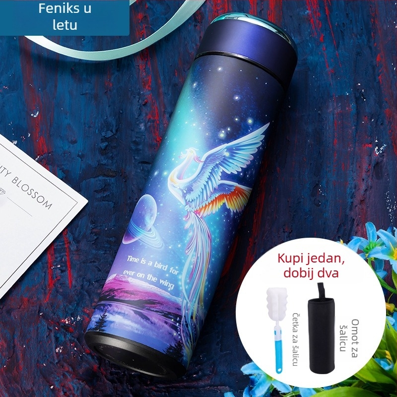 Izolirana šalica s modernim, personaliziranim dizajnom od 304 nehrđajućeg čelika, čaša za kuhanje čaja, za muškarce i žene, s pametnim prikazom temperature