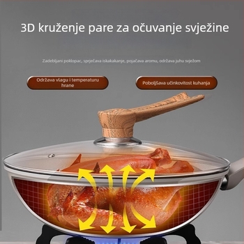 Prozirni kapak od kaljenog stakla za mliječnu posudu, tavu, lonac za kuhanje i lonac; otporan na visoke temperature i udarce.