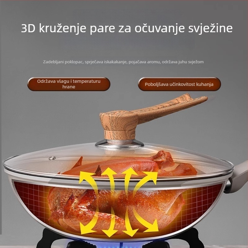 Prozirni kapak od kaljenog stakla za mliječnu posudu, tavu, lonac za kuhanje i lonac; otporan na visoke temperature i udarce.