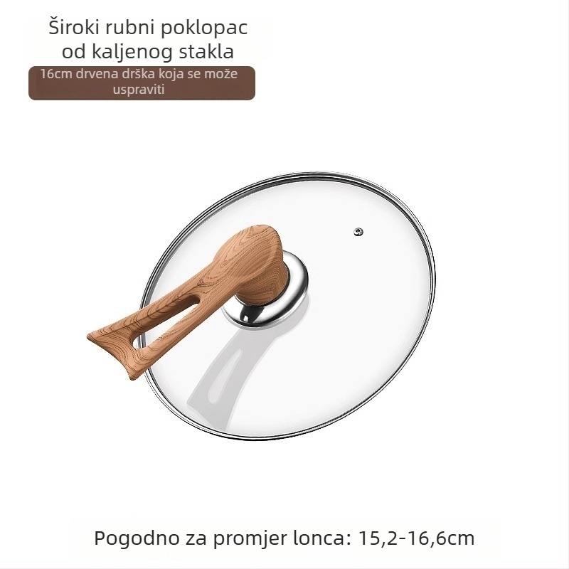 Prozirni kapak od kaljenog stakla za mliječnu posudu, tavu, lonac za kuhanje i lonac; otporan na visoke temperature i udarce.