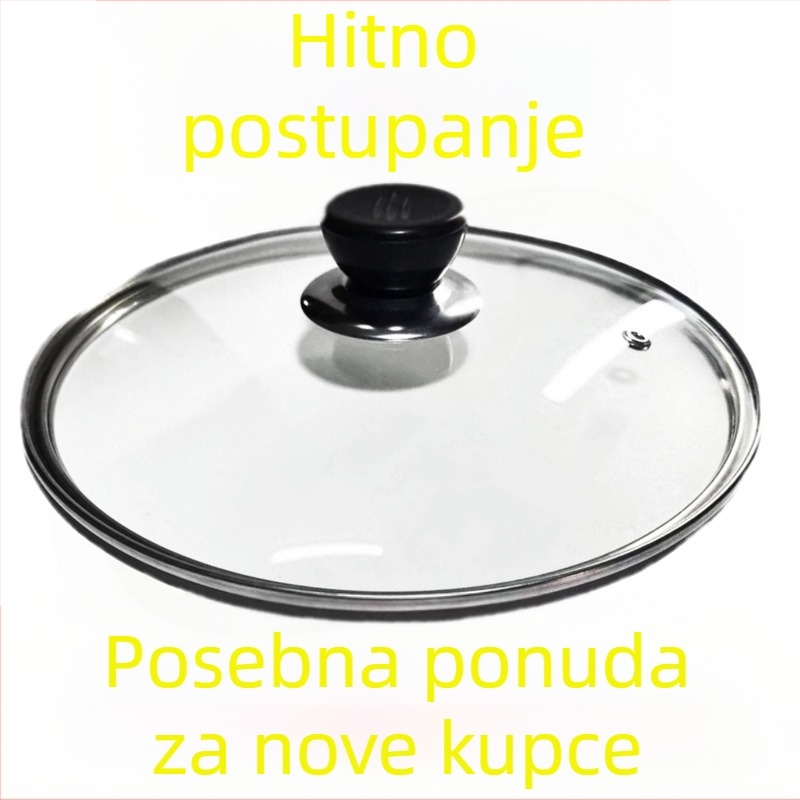 Prozirni poklop od kaljenog stakla, debeli, otporan na visoke temperature, pogodan za šerpe, wok i posudu za paru