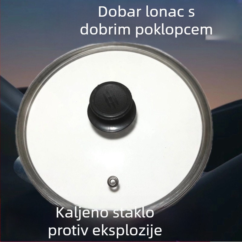 Prozirni poklop od kaljenog stakla, debeli, otporan na visoke temperature, pogodan za šerpe, wok i posudu za paru